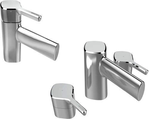 Bristan Flute Mono Basin Mixer & 3 Hole Bath Filler Tap Pack (Chrome).
