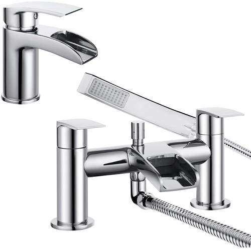 Bristan Glide Waterfall Basin & Bath Shower Mixer Tap Pack (Chrome).