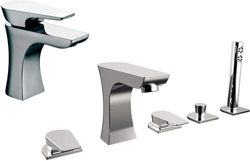 Bristan Hourglass 5 Hole Bath Shower Mixer & Basin Tap Pack (Chrome).