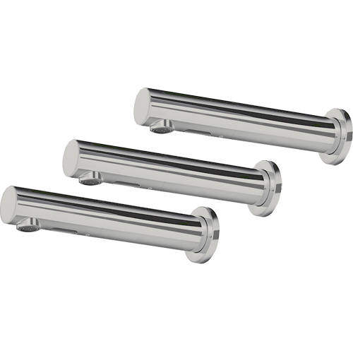 Bristan Commercial 3 X Wall Mounted Sensor Basin Taps (Brushed Nickel).