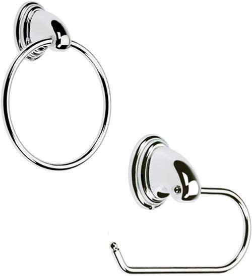 Bristan Java Towel Ring & Toilet Roll Holder Set (Chrome).