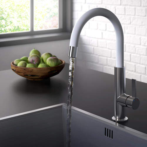 Bristan Kitchen Melba Mixer Kitchen Tap (Chrome & White).