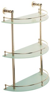 Bristan 1901 3 Tier Glass Shelf, Gold Plated.