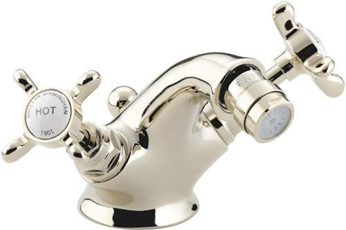 Bristan 1901 Bidet Mixer Tap & Pop Up Waste, Gold Plated. NBIDGCD