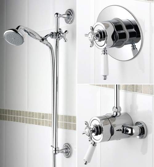 Bristan 1901 Traditional Thermostatic Shower Valve And Slide Rail, Chrome.
