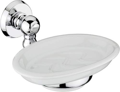 Bristan 1901 Ceramic Soap Dish, Chrome Plated.