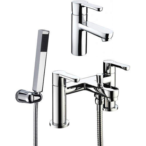 Bristan Nero Basin & Bath Shower Mixer Tap Pack (Chrome).