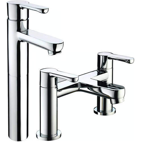 Bristan Nero Tall Basin & Bath Filler Tap Pack (Chrome).