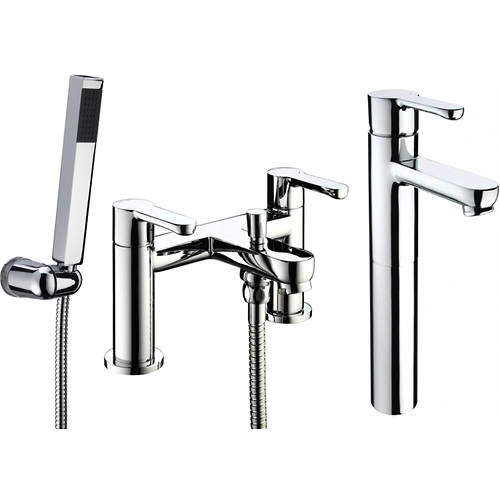 Bristan Nero Tall Basin & Bath Shower Mixer Tap Pack (Chrome).