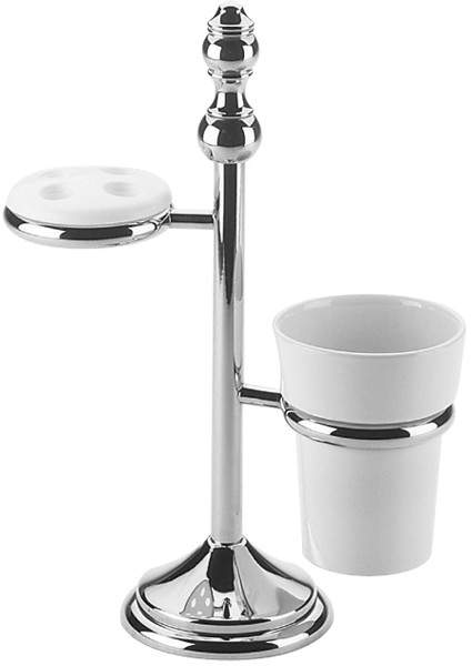 Bristan 1901 Toothbrush & Tumbler Holder With Tumber, Chrome Plated.