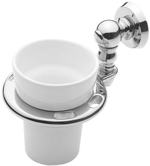 Bristan 1901 Toothbrush & Tumbler Holder (Chrome) With Ceramic Tumbler.