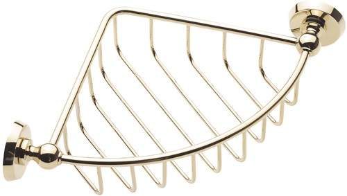 Bristan 1901 Wire Corner Soap Basket, Gold Plated.