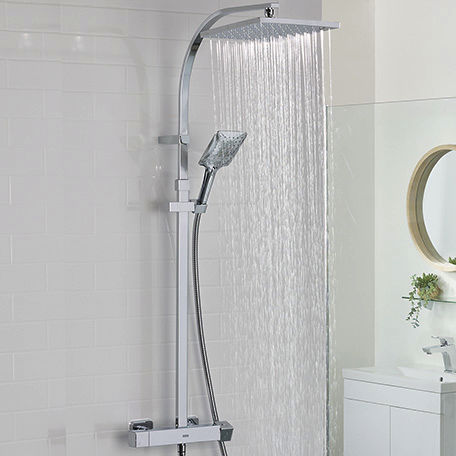 Bristan Qubo Bar Thermostatic Shower Valve & Rigid Riser Kit (Chrome) CLEARANCE.