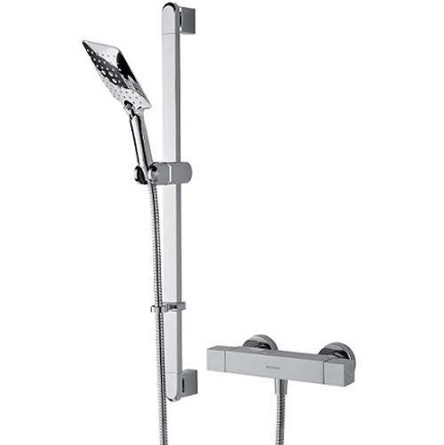 Bristan Quadrato Exposed Bar Shower Valve With Slide Rail Kit (Chrome).