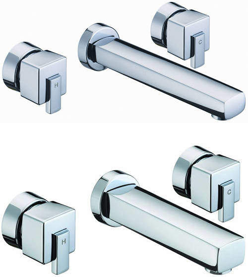 Bristan Qube Wall Mounted Basin & Bath Filler Tap Pack (Chrome).