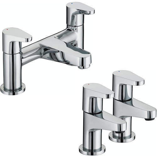 Bristan Quest Basin & Bath Filler Tap Pack (Pairs, Chrome).