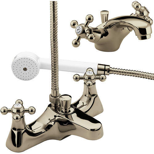 Bristan Regency Basin & Bath Shower Mixer Tap Pack (Gold).