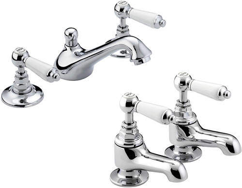 Bristan Renaissance 3 Hole Basin & Bath Taps Pack (Chrome).