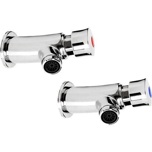 Bristan Commercial Timed Flow Soft Touch Wall Mounted Basin Taps (Pair).