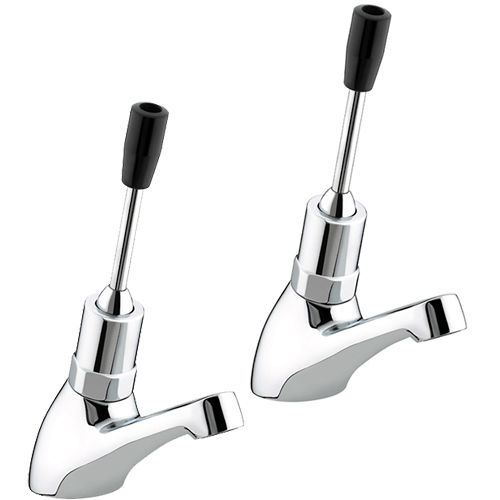 Bristan Commercial Toggle Timed Flow Basin Taps (Pair, Chrome).