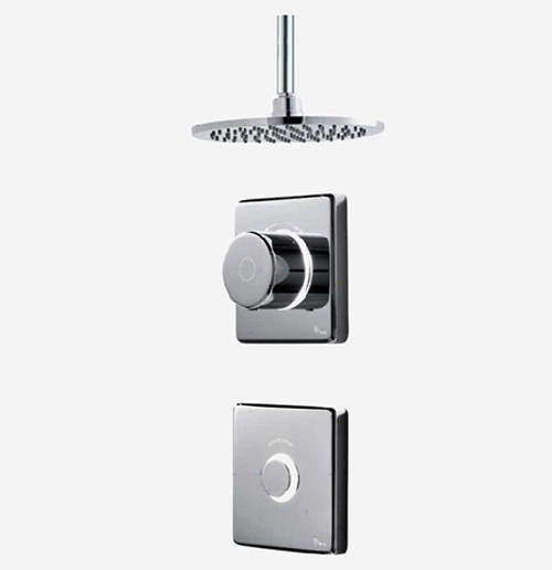 Digital Showers Digital Shower Valve, Remote & 8" Round Shower Head (HP).