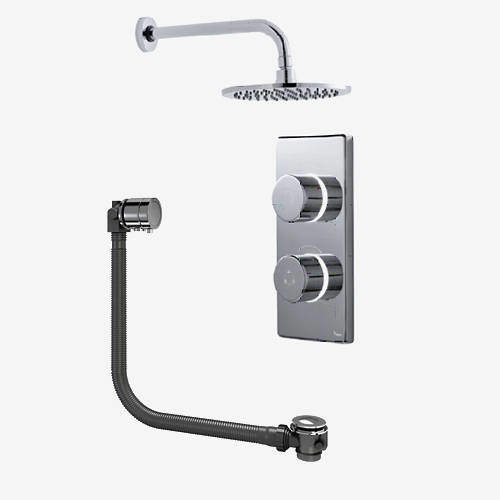 Digital Showers Twin Digital Shower Pack, Bath Filler & 8" Round Head (HP).