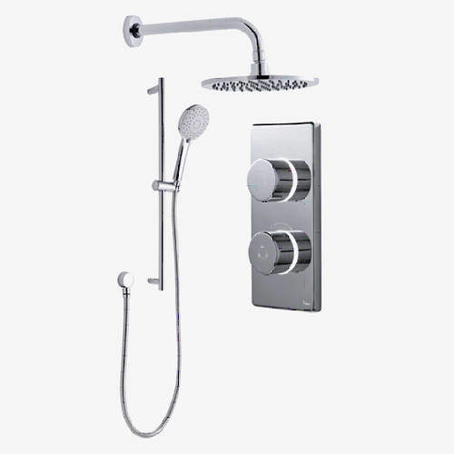Digital Showers Twin Digital Shower Pack, Slide Rail & 8" Round Head (LP).