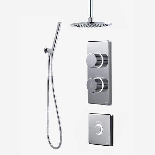 Digital Showers Twin Digital Shower Pack, Round Head, Remote & Kit (LP).