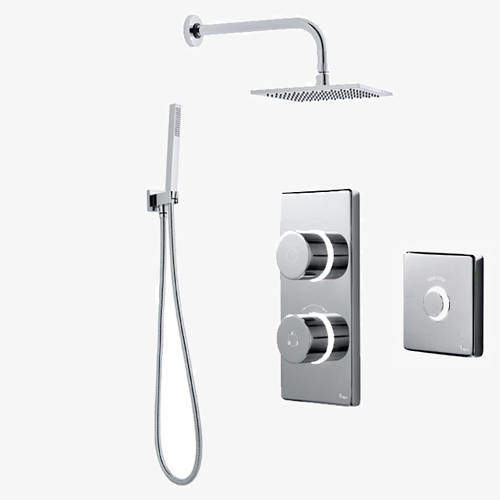 Digital Showers Twin Digital Shower Pack, Square Head, Remote & Kit (LP).