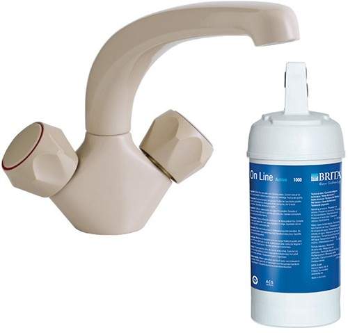 Astracast Monoblock Kitchen Tap & Brita On Line Filter Kit (Champagne).