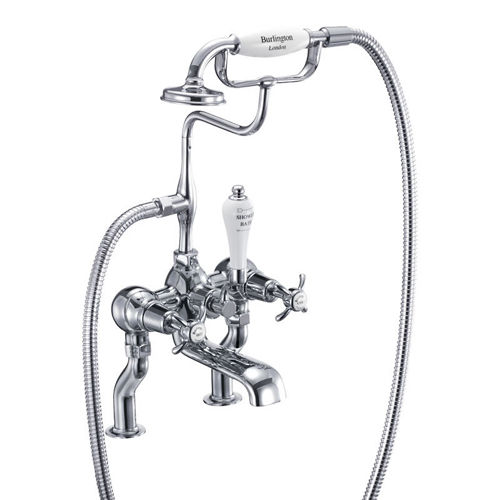 Burlington Anglesey Bath Shower Mixer Tap With Kit (Chrome & White).