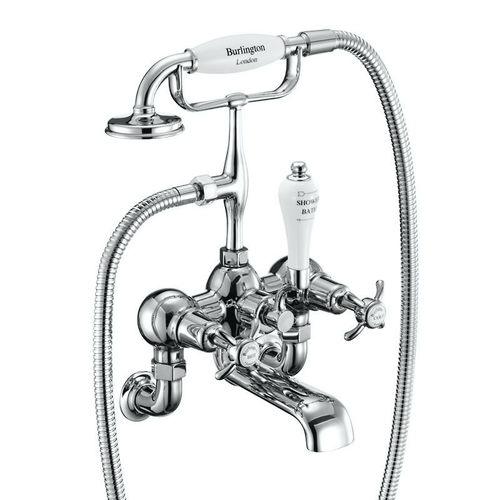 Burlington Anglesey Wall Mounted BSM Tap With Kit (Chrome & White).