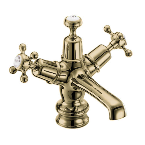 Burlington Claremont Basin Tap With Click Clack Waste (Gold & White).