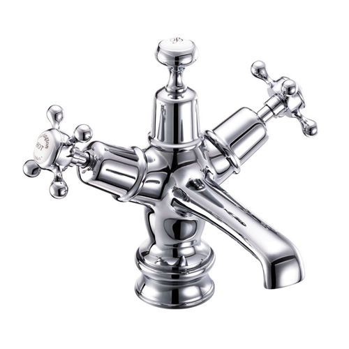 Burlington Claremont Basin Tap With Click Clack Waste (Chrome & White).
