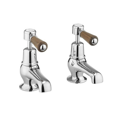 Burlington Kensington Basin Taps 3" (Chrome & Walnut).