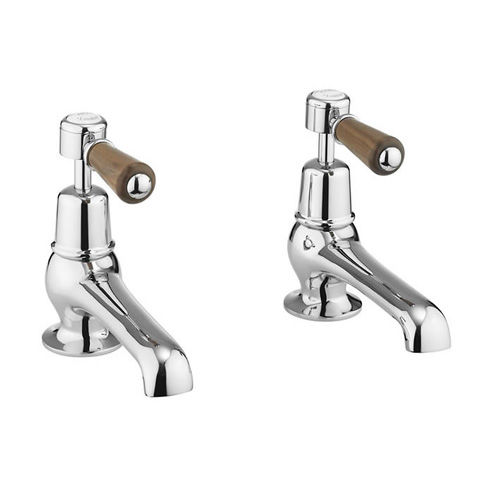 Burlington Kensington Bath Taps (Chrome & Walnut).