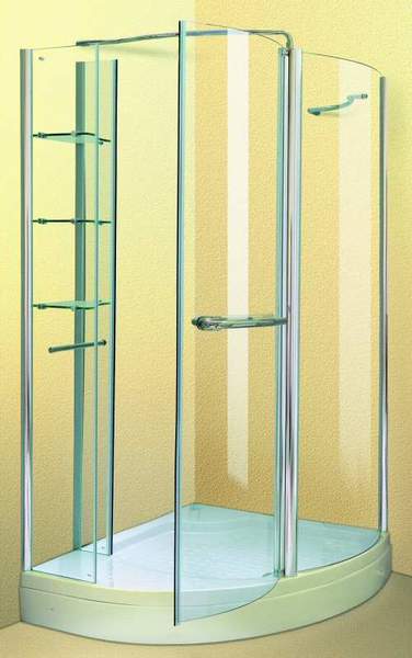 Aqua Enclosures Arizona Left Handed offset corner quadrant shower enclosure with tray and waste