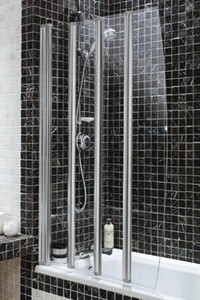 Coram Screens Silver frameless folding bath screen with 4 panels SFD4CUC.