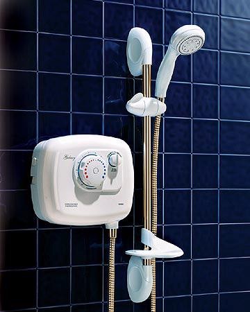 Galaxy Showers G2000 Thermostatic Power Shower (white & gold)