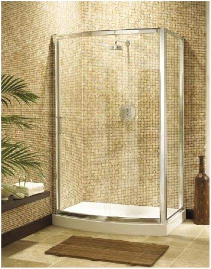 Image Ultra 1200x760 bow shaped jumbo shower enclosure with shower tray.