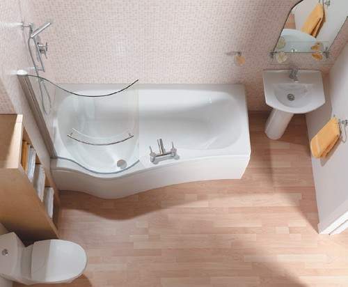 Saninova Complete Shower Bath (Left Handed).  1500x900mm.