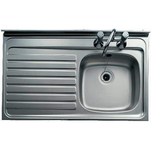 Clearwater Sinks Lay-On Kitchen Sink With Left Hand Drainer 1000x600mm.