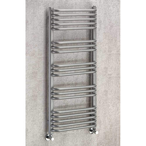 Colour Heated Towel Rail & Wall Brackets 1100x500 (Grey Aluminium).