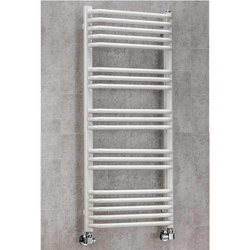 Colour Heated Towel Rail & Wall Brackets 1100x500 (White).