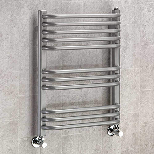 Colour Heated Towel Rail & Wall Brackets 620x500 (Grey Aluminium).