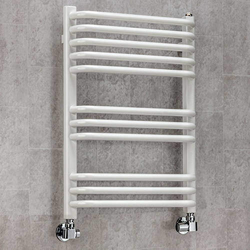 Colour Heated Towel Rail & Wall Brackets 620x500 (White).