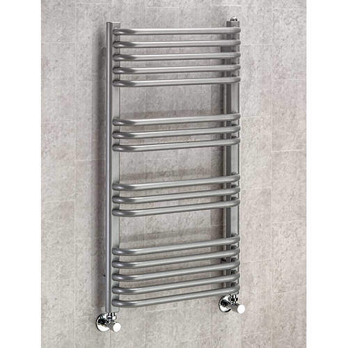 Colour Heated Towel Rail & Wall Brackets 900x500 (Grey Aluminium).