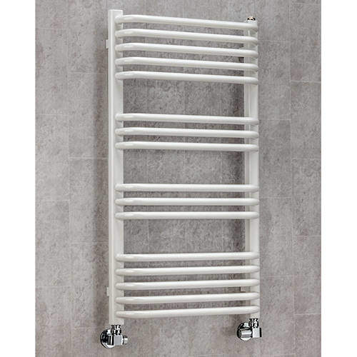 Colour Heated Towel Rail & Wall Brackets 900x500 (White).