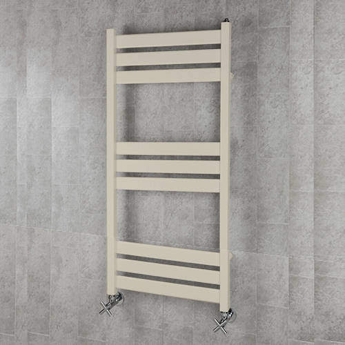 Colour Heated Towel Rail & Wall Brackets 1080x500 (Oyster White).