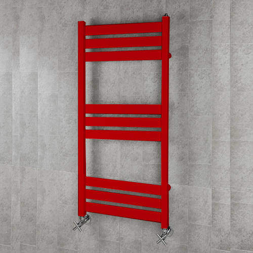 Colour Heated Towel Rail & Wall Brackets 1080x500 (Flame Red).